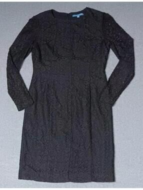 Antonio Melani Lace Overlay Body Con Dress Womens Size 6 Dark Gray Long...